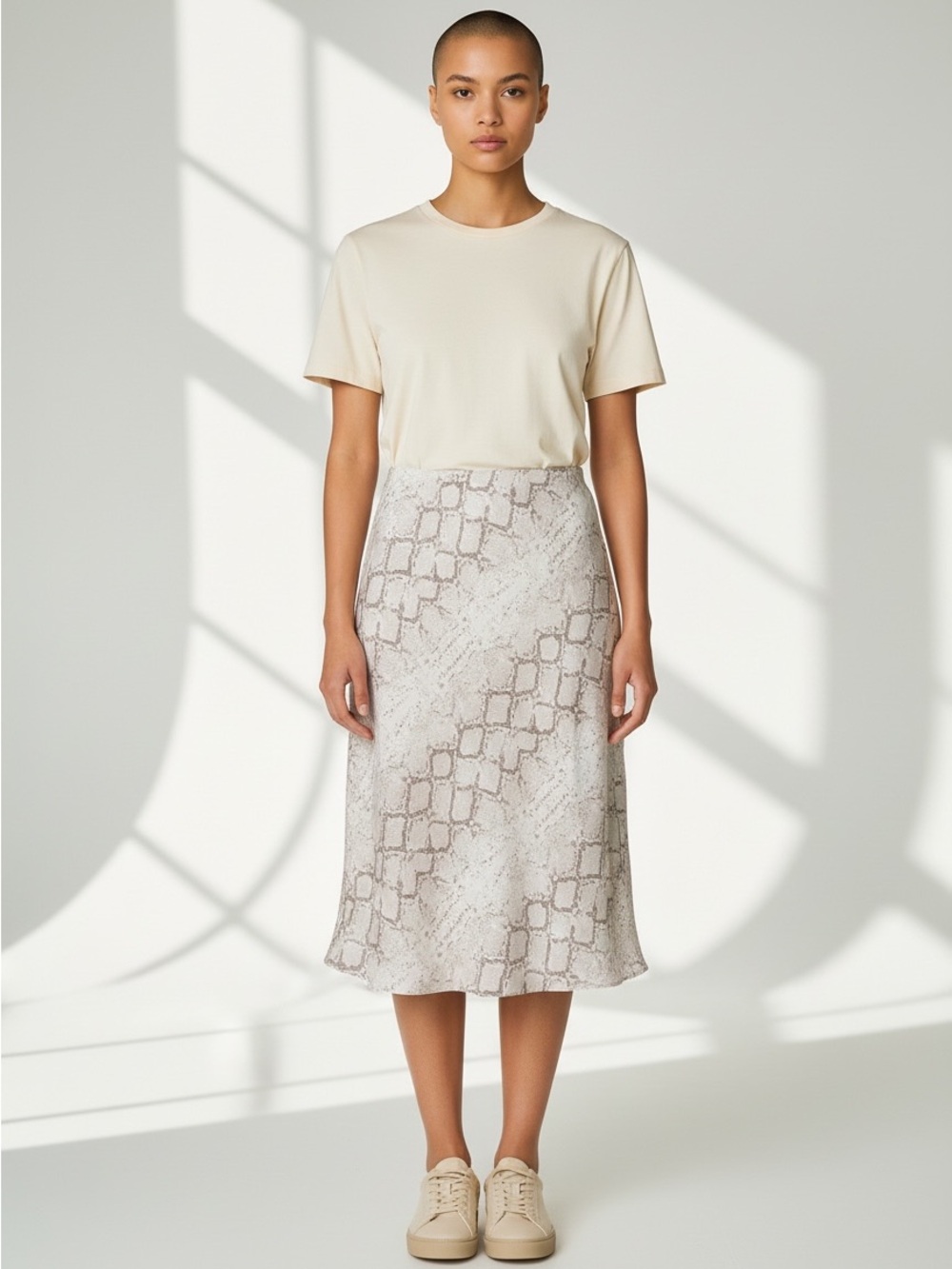 Cloth & Stone x Anthropologie Snake Print Midi Skirt Size Small